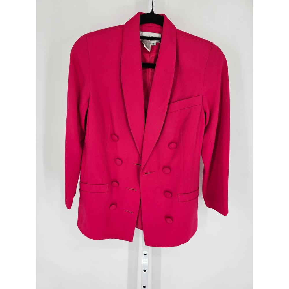 Laura Henson Women's Pink Rayon Blend Double Breasted Blazer Size 4P